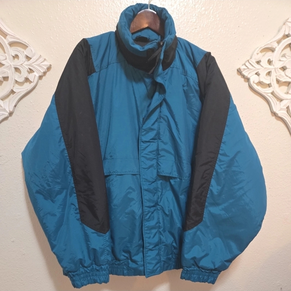 vintage 1990's Steep Slopes Men's Ski Winter coat full zip Size 2XL teal/black